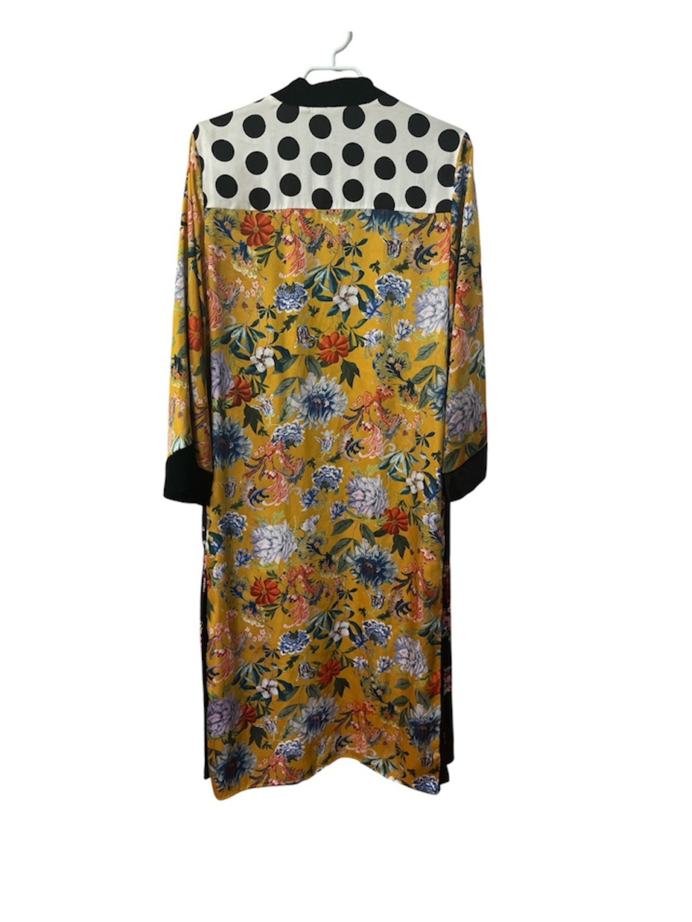 Zara Contrasting Patchwork Kimono Robe in Black and Yellow Sz XS - Picture 4 of 7